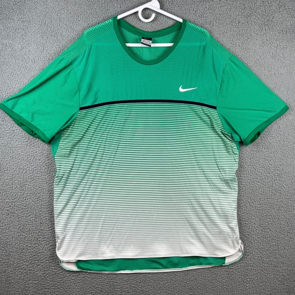 Nike Other - Nike Court Mens Green Striped Mesh Back Challenger Tennis T-Shirt XXL 728953-319